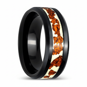 BRONZIUM — Hero product shot — men's tungsten wedding ring.
