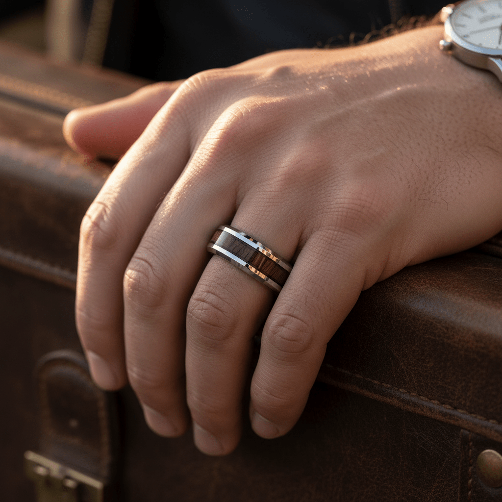 BRUTUS — lifestyle on hand — men's tungsten carbide wedding ring | Aydins Jewelry