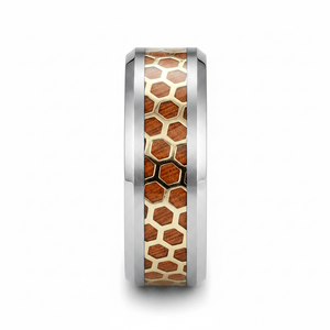 BUZZARD — Front-facing straight-on view — men's tungsten wedding ring.
