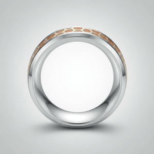 BUZZARD — Center-through axial view — men's tungsten wedding ring.