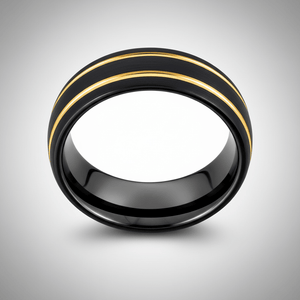 CALLISTO — Center-through axial view — men's tungsten wedding ring.