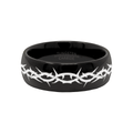 CALVARY Black tungsten Christian wedding ring — angle 1