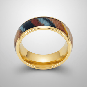CARVEDEN — Center-through axial view — men's tungsten wedding ring.