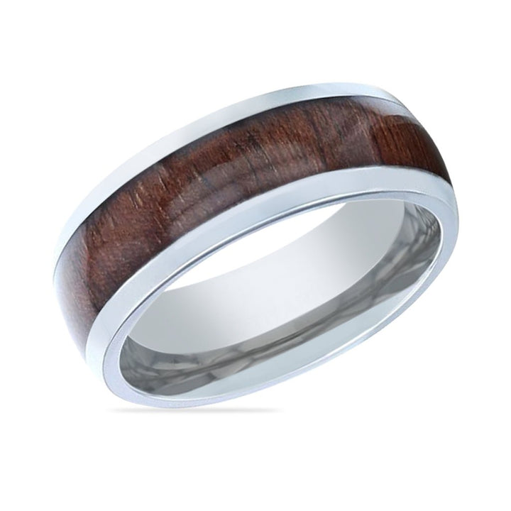 CARY | Silver Titanium Ring, Black Walnut Wood Inlay, Domed - Rings - Aydins Jewelry - 2