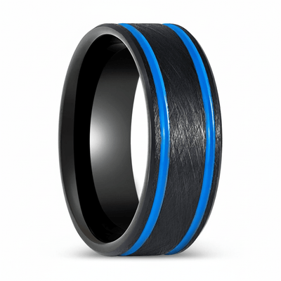 CASTOR — Hero product shot — men's tungsten wedding ring.