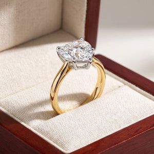 CECILY heart lab-grown diamond ring in 10K two-tone gold, in cherry-wood box, approx. 1 ct center