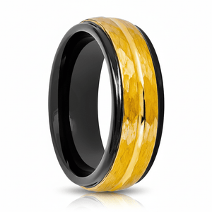 CENTAUR — Hero product shot — men's tungsten wedding ring.
