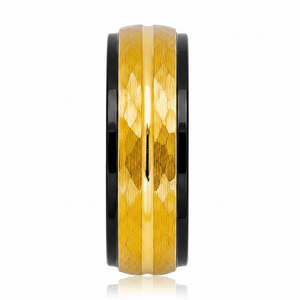 CENTAUR — Front-facing straight-on view — men's tungsten wedding ring.