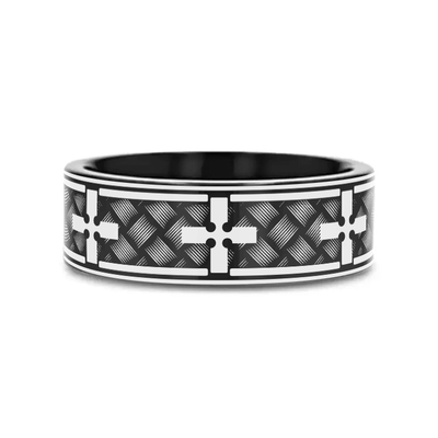 CHANCEL silver tungsten ring with deep woven cross pattern across the band – Aydins Jewelry