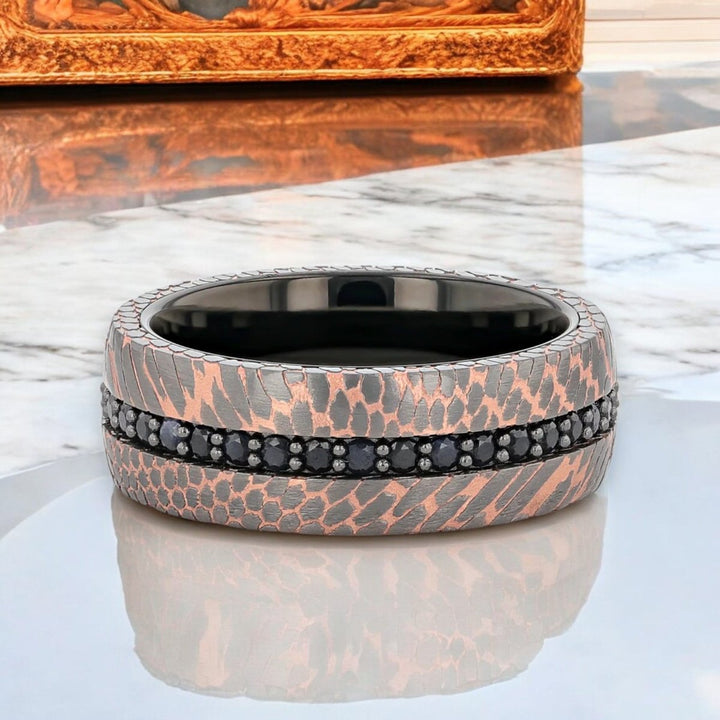 CHARGER Black Tungsten Ring - Bold wedding band with superconductor finish by Aydins Jewelry.