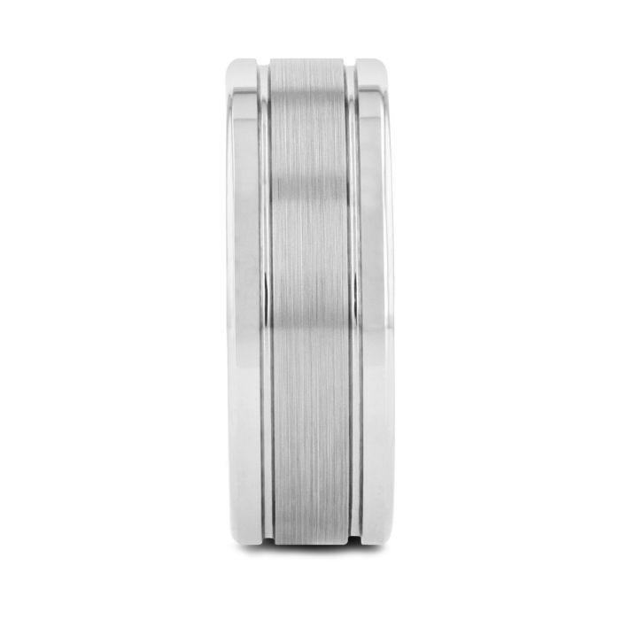 CHRONOS | Tungsten Ring, Offset Grooves Ring, Polished Edges - Rings - Aydins Jewelry - 3