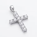 Classic Diamond Cross Pendant 925 silver lab grown diamond pendant studio photo