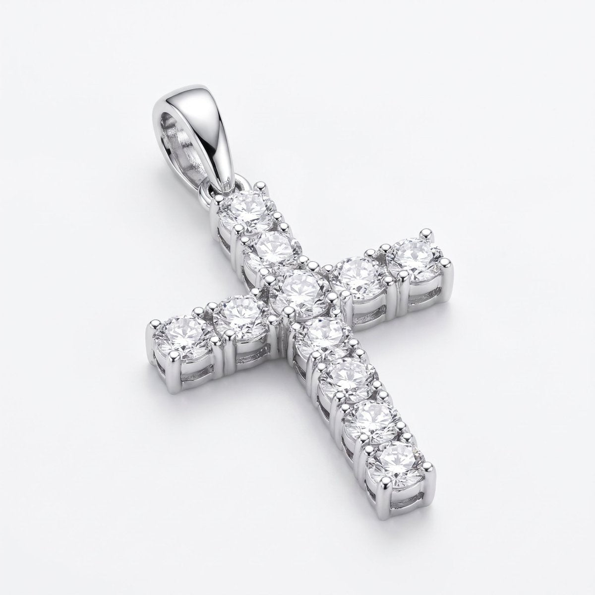 Classic Diamond Cross Pendant 925 silver lab grown diamond pendant studio photo