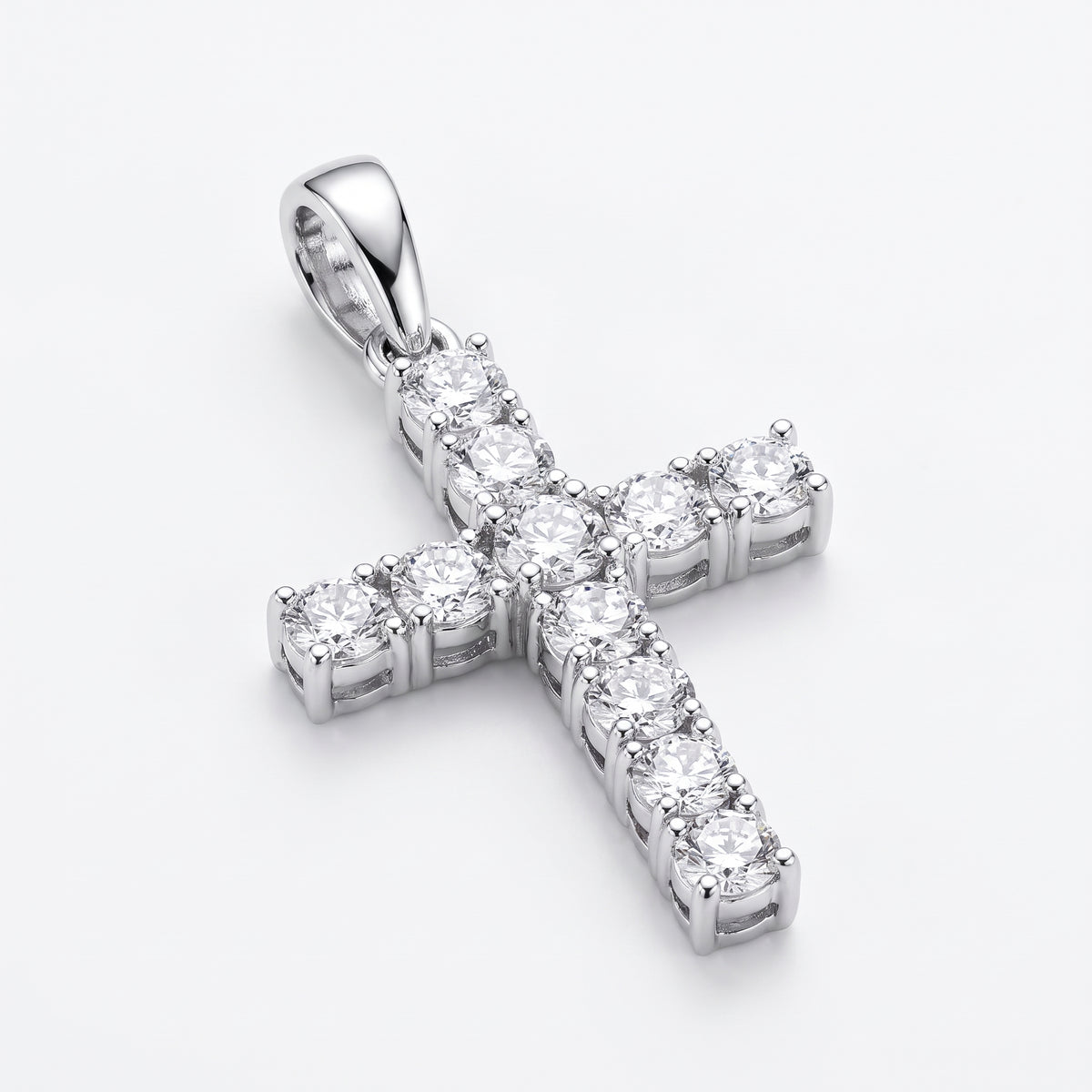 Classic Diamond Cross Pendant 925 silver lab grown diamond pendant studio photo