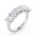 Classic Five Stone Round Diamond Ring, 925 silver diamond ring studio hero photo on white, lab grown diamonds D color VVS