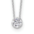 Classic Round Diamond Solitaire Necklace, silver, lab grown diamonds, studio view
