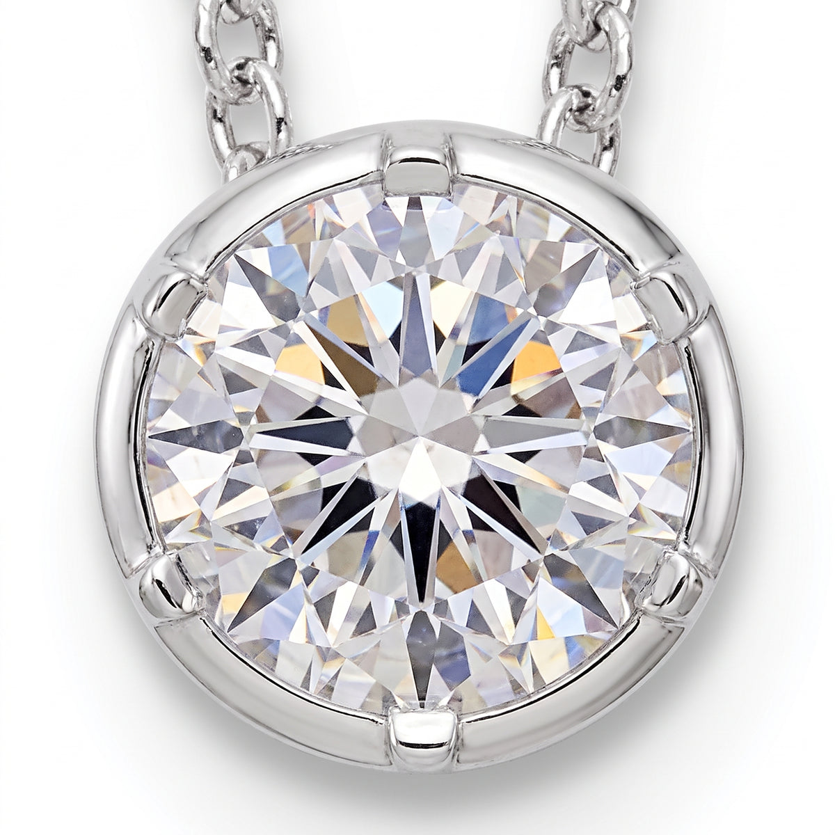 Classic Round Diamond Solitaire Necklace 925 silver lab grown diamond necklace macro detail close-up photograph