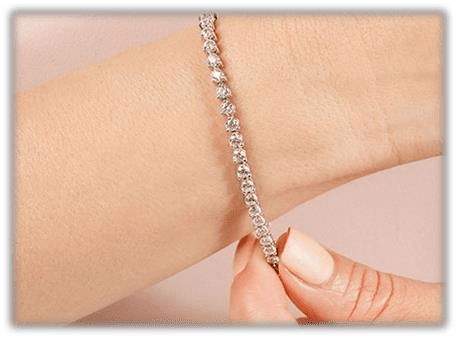 Classic Three Prong Tennis Bracelet 925 silver lab grown diamond bracelet authentic supplier lifestyle photograph