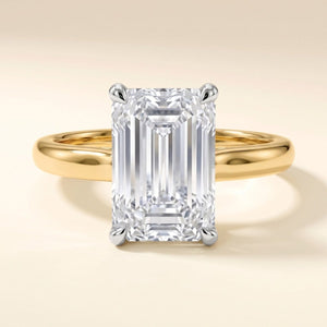 COLETTE emerald lab-grown diamond ring in 10K two-tone gold, front view, approx. 1 ct center