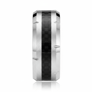 COLOSSAL — angled view — men's tungsten carbide wedding ring | Aydins Jewelry