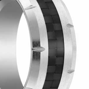 COLOSSAL — close-up detail — men's tungsten carbide wedding ring | Aydins Jewelry