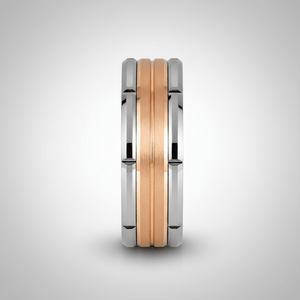 COMMAND — Center-through axial view — men's tungsten wedding ring.