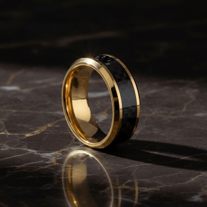 CROSSFIRE — detail view — men's tungsten carbide wedding ring | Aydins Jewelry
