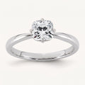 Cushion lab-grown diamond solitaire engagement ring, in White Gold, studio hero