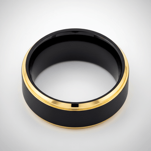 DEIMOS — Center-through axial view — men's tungsten wedding ring.