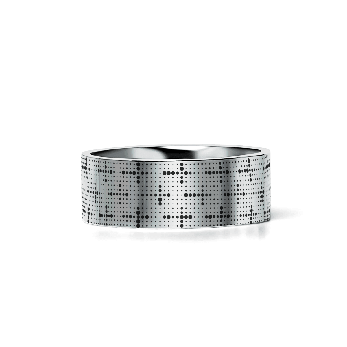 DEVOUT Silver tungsten Christian wedding ring — angle 2
