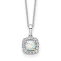 Diamond and Lab Opal Necklace, silver, lab opal and diamonds, studio view