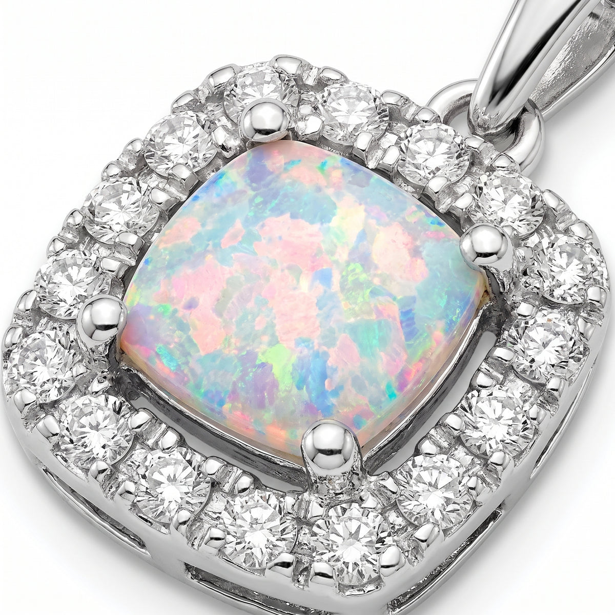 Diamond and Lab Opal Necklace 925 silver lab grown diamond necklace macro detail close-up photograph