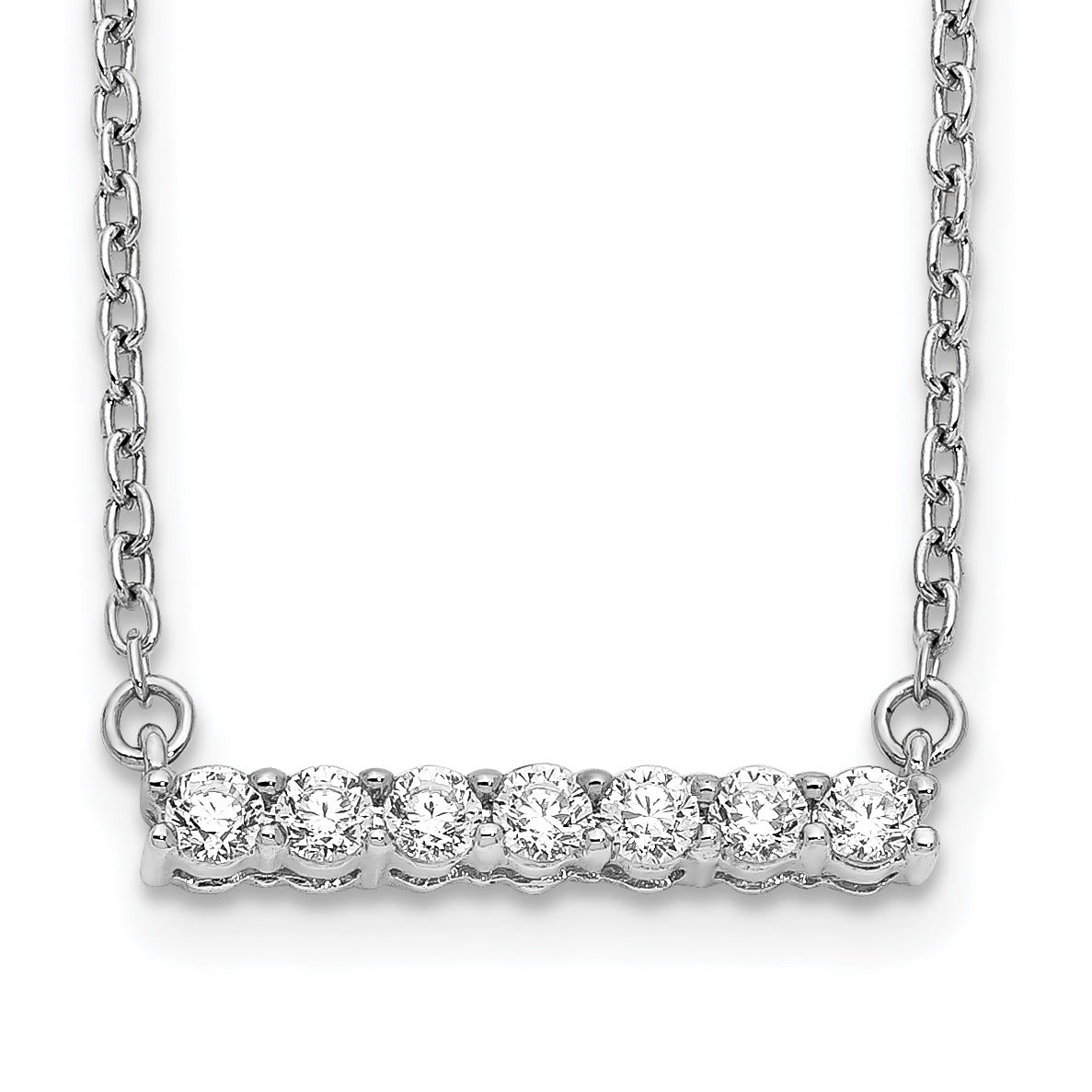 Diamond Bar Necklace With Chain, silver, lab grown diamonds, studio view 0.25 ct