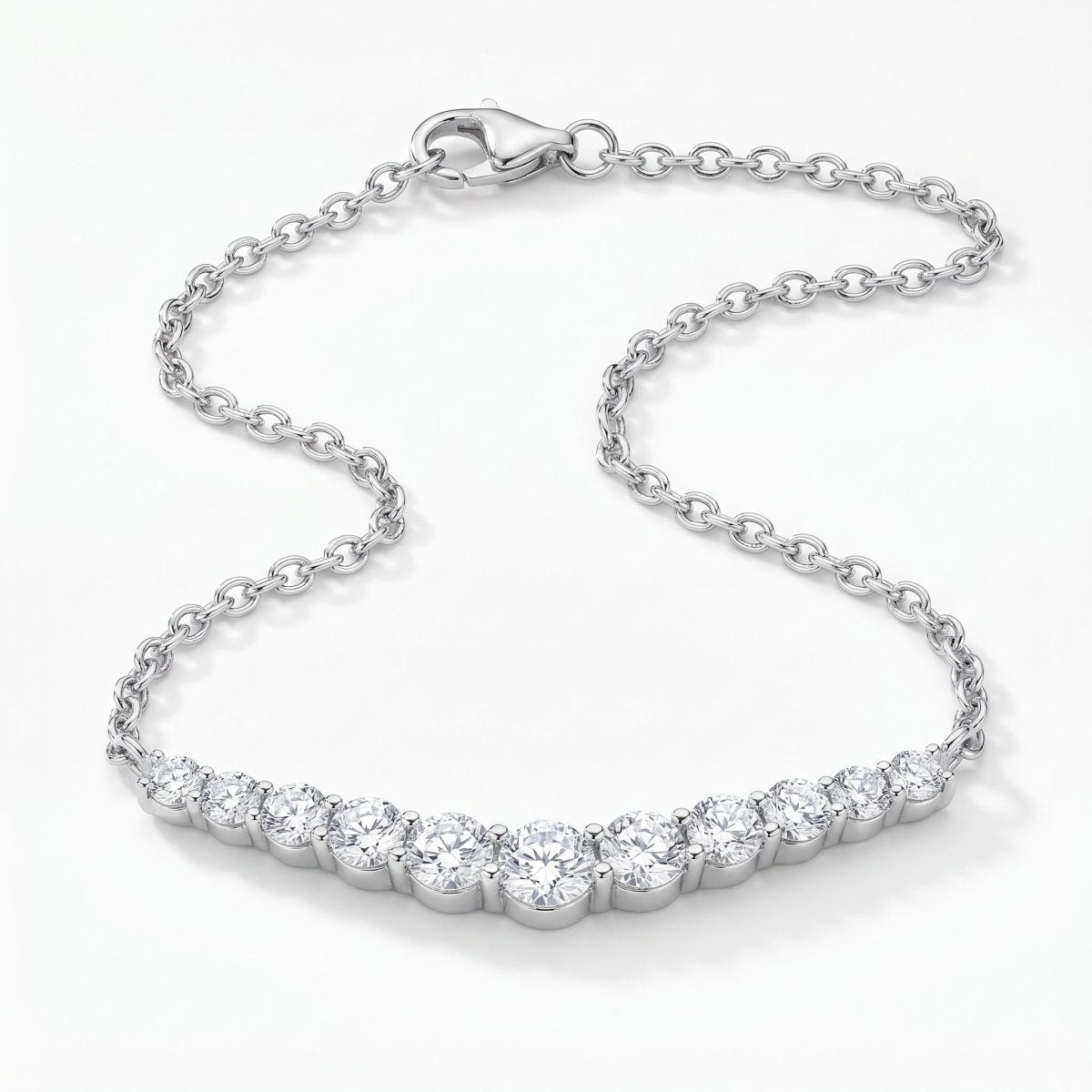 Diamond Bar Necklace With Chain 925 silver lab grown diamond necklace studio photo