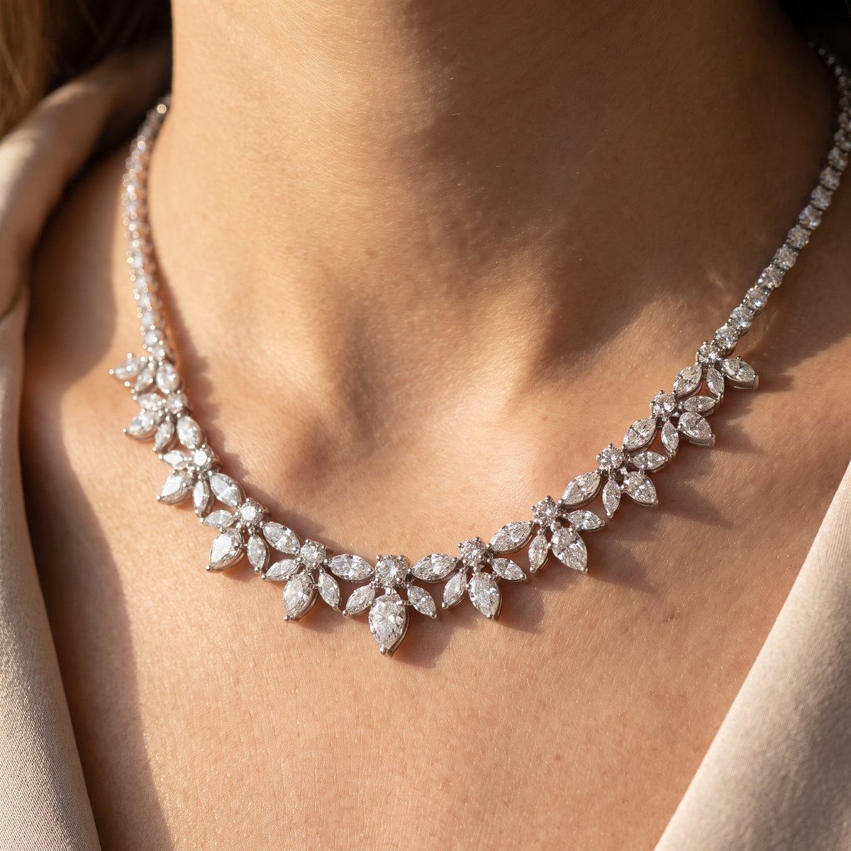 Diamond Bar Necklace With Chain 925 silver lab grown diamond necklace worn lifestyle photo