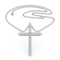 Diamond Cross Pendant With Chain, 925 silver pendant studio hero photo on white, lab grown diamonds D color VVS
