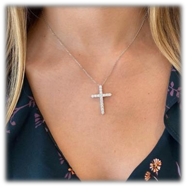 Diamond Cross Pendant With Chain 925 silver lab grown diamond pendant authentic supplier lifestyle photograph