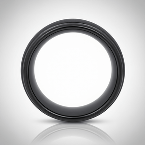 DION — Center-through axial view — men's tungsten wedding ring.