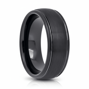 DION — Hero product shot — men's tungsten wedding ring.