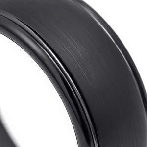 DION — Extreme macro detail — men's tungsten wedding ring.