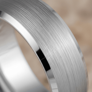 DOMESCAPE — Extreme macro detail — men's tungsten wedding ring.