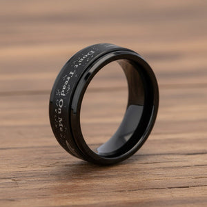 DON'T TREAD ON ME black tungsten carbide ring, scene lifestyle