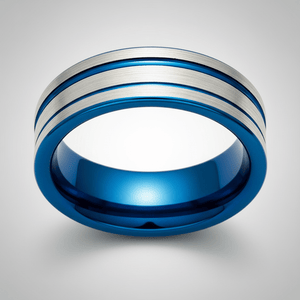 DUALWAVE — Center-through axial view — men's tungsten wedding ring.