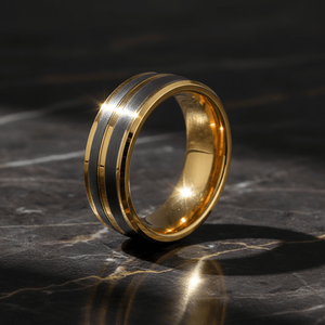 DUNCE — detail view — men's tungsten carbide wedding ring | Aydins Jewelry
