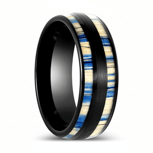 DUNLAP — Hero product shot — men's tungsten wedding ring.