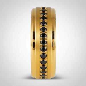 EBONYGLITZ — Center-through axial view — men's tungsten wedding ring.