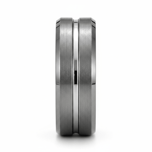 ECHORIDGE — Front-facing straight-on view — men's tungsten wedding ring.