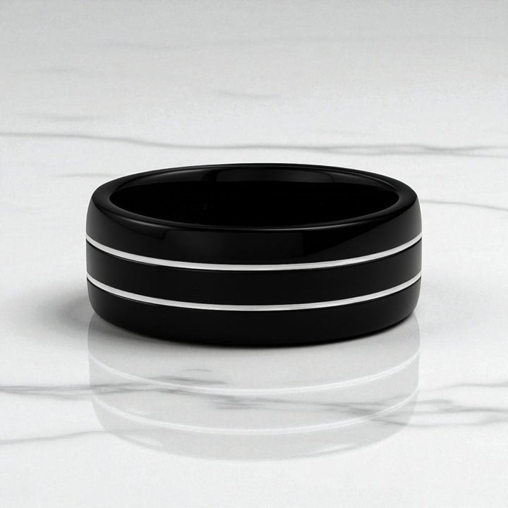 Angled view showing contrast between matte dome and shine of grooves