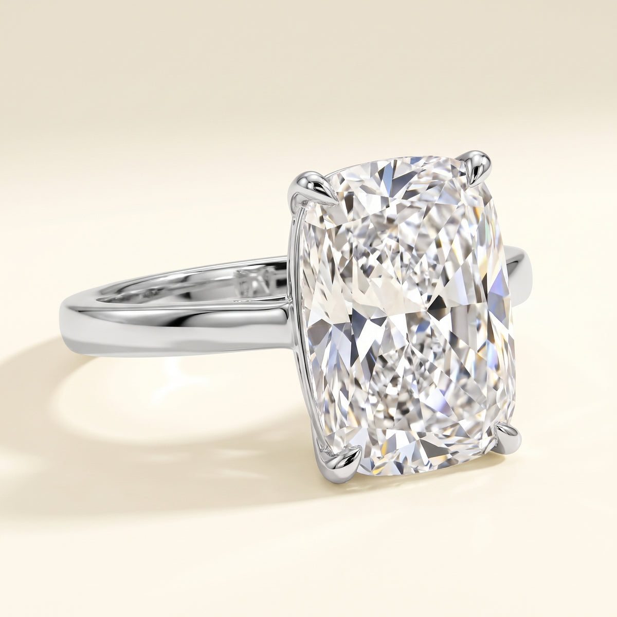 Elongated Cushion lab-grown diamond solitaire engagement ring, 925 Sterling Silver, studio hero