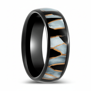 ELITIS — Hero product shot — men's tungsten wedding ring.